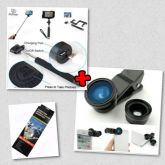 Kit Monopod com botão integrado + kit lentes Fisheye