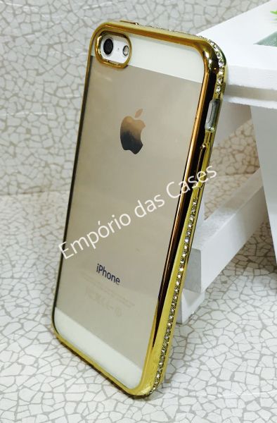 Case de Silicone Luxo Borda com Strass iphone 5/5s/SE