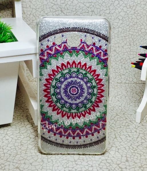 Case Brilhosa Mandala Prata Galaxy J5 J510