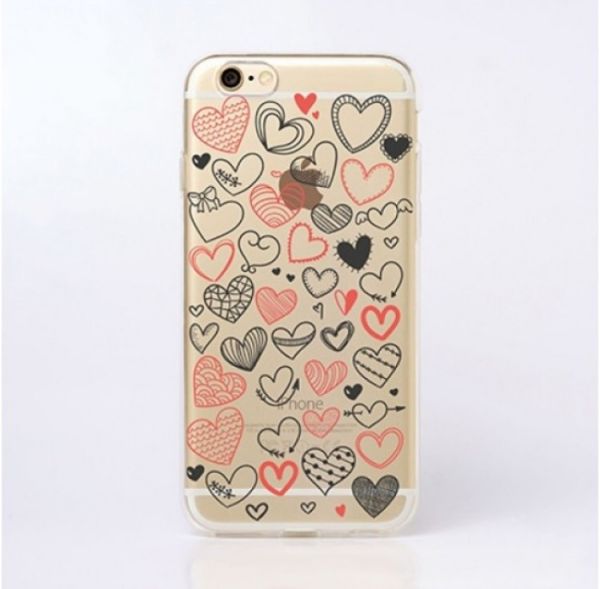 Case de Silicone Corações em arte iphone 5/5s/SE