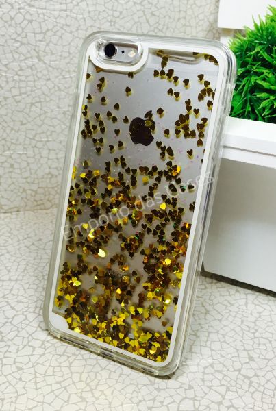 Case Água Glitter Corações Dourado iphone 6 plus/6s plus