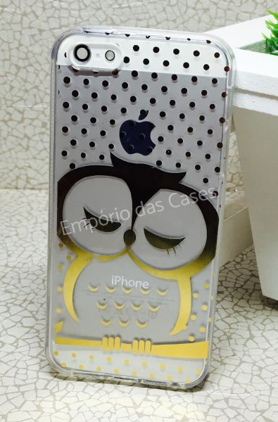 Case de Silicone Coruja Gold iPhone 5/5s/SE