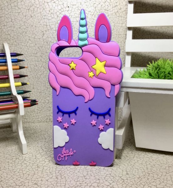 Case 3D Doce Unicórnio Roxo iPhone 8 Plus