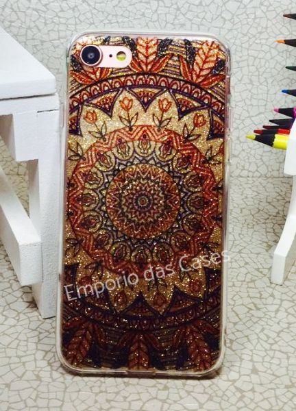 Case Brilhosa Mandala Dourada iphone 8