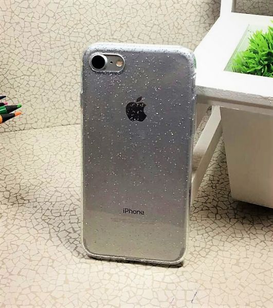 Case Flexível Glitter Prata iphone 7