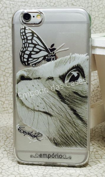 Case Exclusiva Empório - Gato com borboleta by Sophie iphone 6/6s