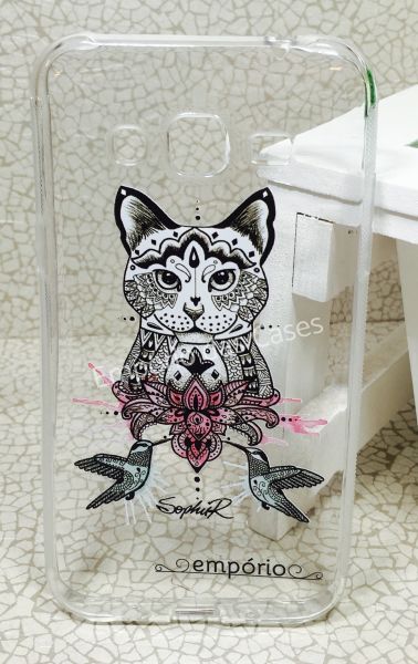 Case Exclusiva Empório - Gato com Beija-flores by Sophie Galaxy J5 J500 2015