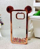 Case Água Glitter Orelha Gold Prata e Roxo Galaxy S7