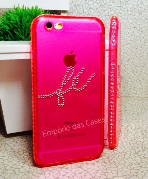 Case Luxo Fé com Strass Pink iphone 6/6s