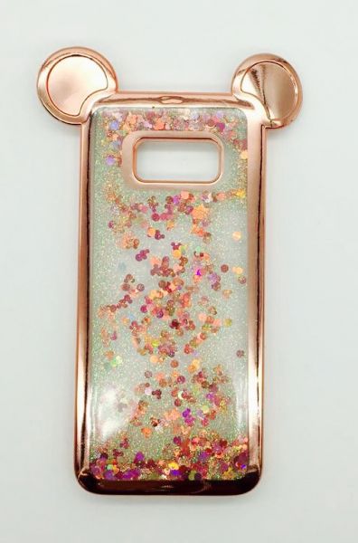 Case Água Glitter Orelha Rose Galaxy S8