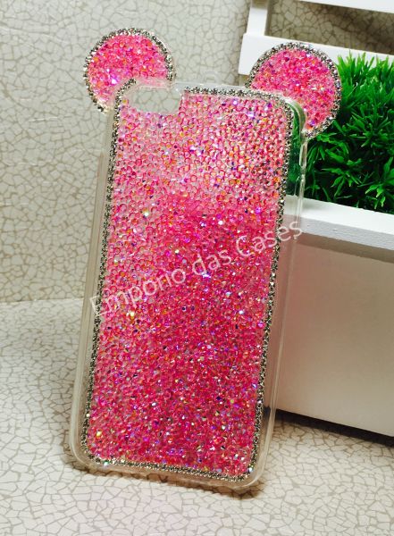 Case Luxuosa Strass Minnie Orelha iphone 6 Plus/6s Plus