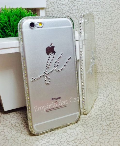 Case Luxo Fé com Strass Prata iphone 6/6s