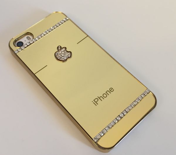 Case Apple Luxo Espelhada Dourada com Strass Mod.1 iphone 5c