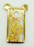 Case Água Glitter Orelha Gold Roxo Moto G5/ G5 play