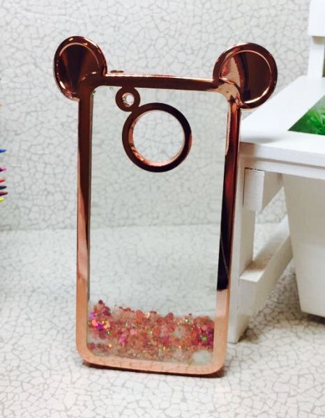 Case Água Glitter Orelha Rose Moto G5/ G5 play