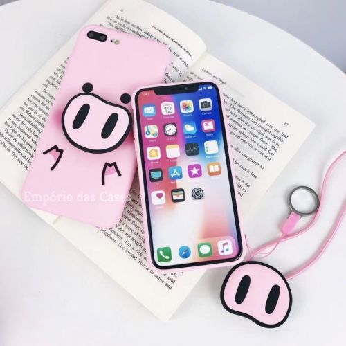 Case 3D com Suporte Pig iphone X