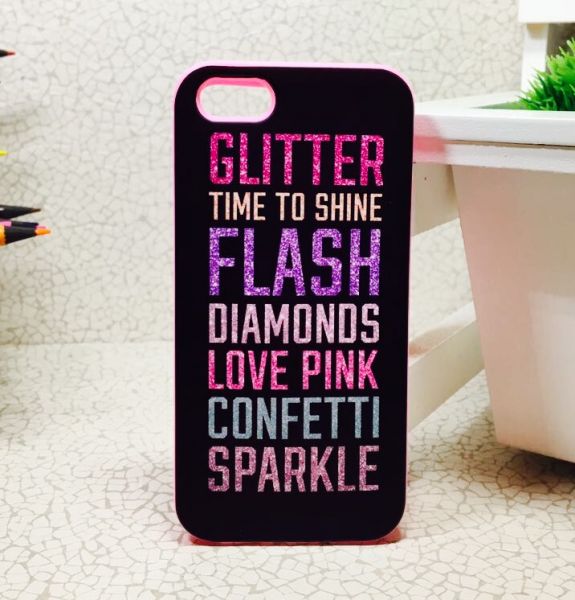 Case 3D Love Pink Black Iphone 5 / 5S /SE