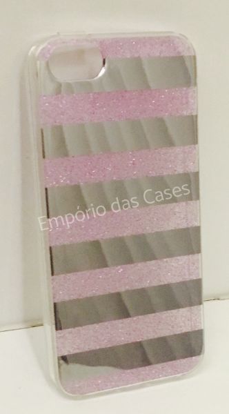 Case Espelhada com Glitter Lilás iPhone 5/5s/SE