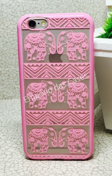 Case Alto Relevo Elefante Indiano Rosa iphone 6/6s