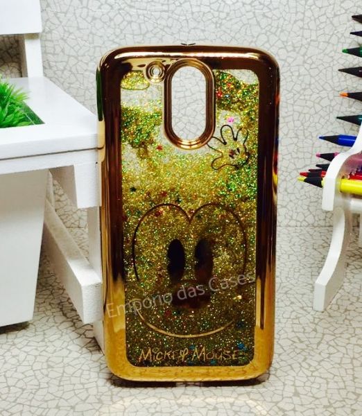 Case Água Glitter Mickey Gold Moto G4/G4 Plus