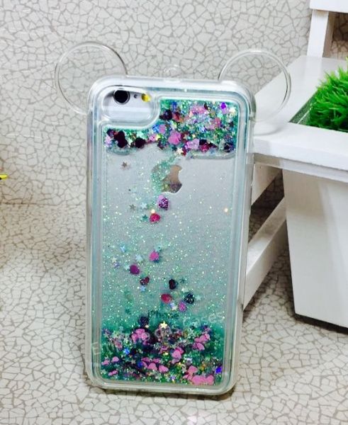 Case Orelha Glitter Verde e Rosa iphone 6/6s