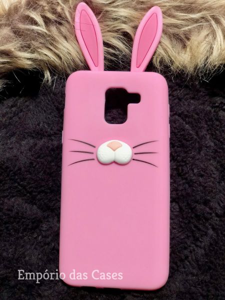 Case 3D Coelhinho Rosa Galaxy J6