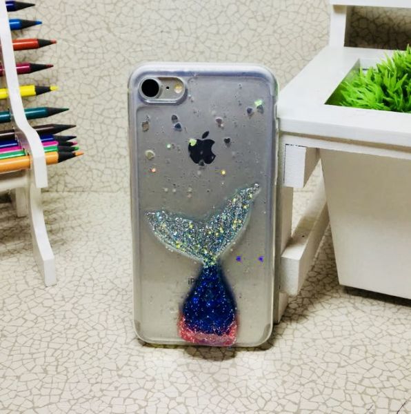 Case 3D Sereia Glitter Azul iphone 7 Plus