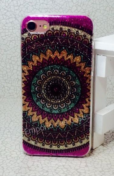 Case Brilhosa Mandala Rosa iphone 8