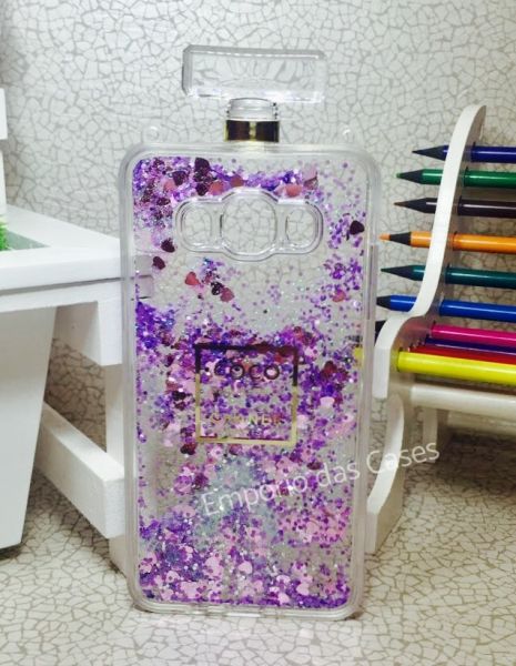 Case Água Perfume Luxo Lilás Galaxy J5 J510