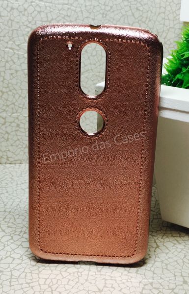 Case Flexível estilo Couro Rose Moto G4 / G4 Plus