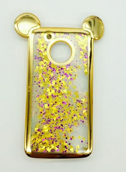 Case Água Glitter Orelha Gold Roxo Moto G5/ G5 play