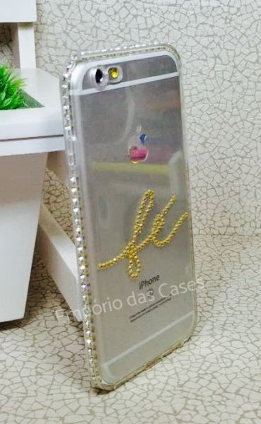 Case Luxo Fé com Strass Dourada iphone 6/6s