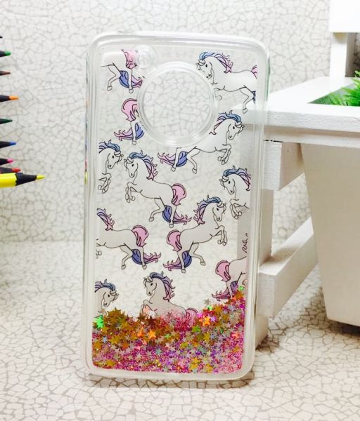 Case Água Glitter Unicórnio Moto G5 / G5 Play