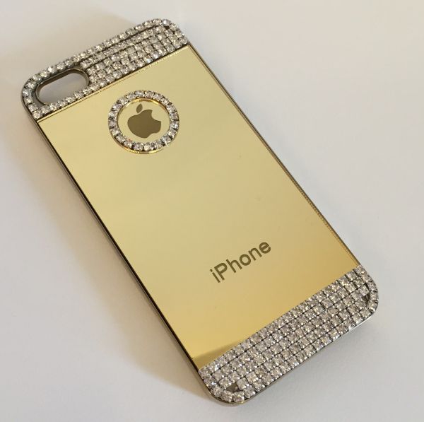 Case Apple Luxo Espelhada Dourada com Strass Mod.2 iphone 4/4s