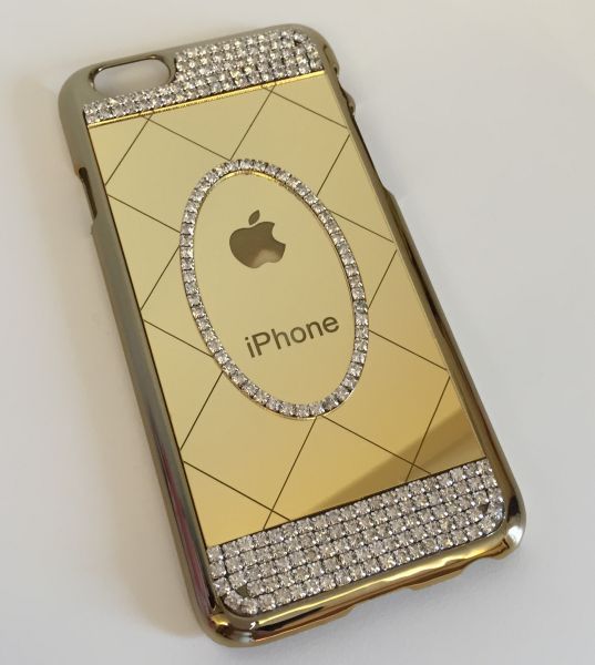 Case Apple Luxo Espelhada Dourada com Strass Mod.3 iphone 5/5s/SE