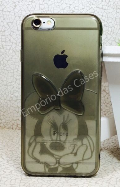 Case de Silicone Alto Relevo Minnie Preto iPhone 6/6s