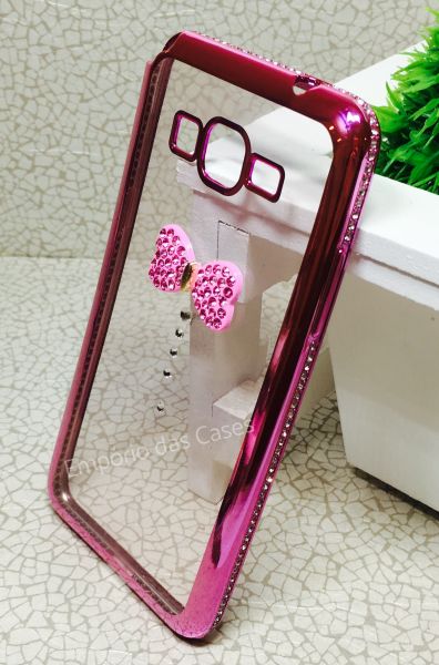 Case Laço Pink com Strass Galaxy Gran Prime