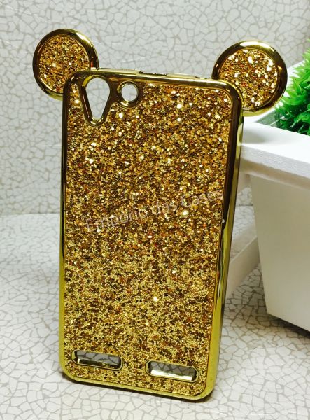 Case Minnie Luxo Orelha Strass Gold Lenovo K5