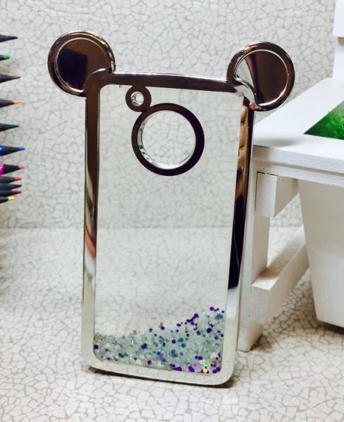 Case Água Glitter Orelha Prata Moto G5/ G5 play