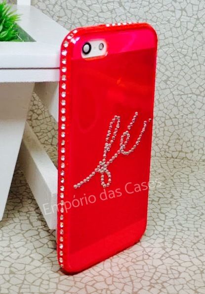 Case Luxo Fé com Strass Pink phone 5/5s/5s