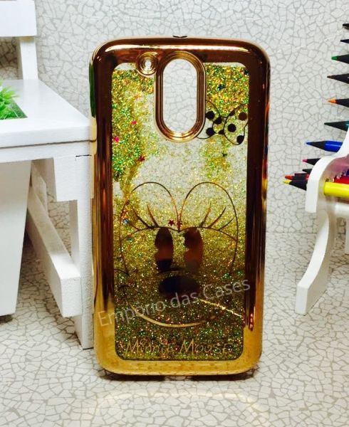 Case Água Glitter Minnie Gold Moto G4/G4 Plus