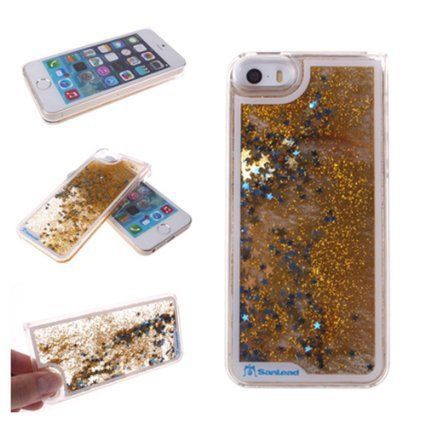 Case Água Glitter Star Dourado iPhone 5/5s/SE