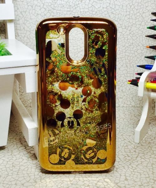 Case Água Glitter Mickey Faces Gold Moto G4/G4 Plus