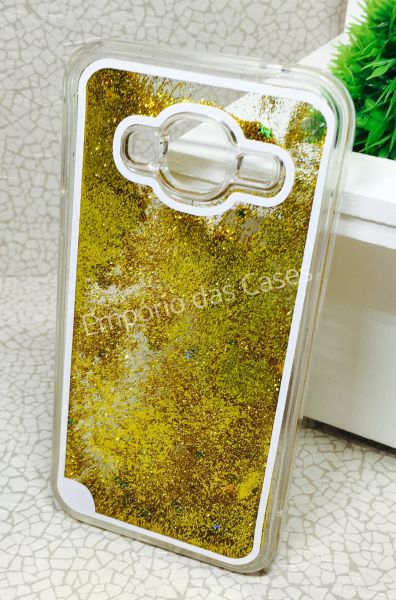 Case Água Glitter Dourado Galaxy J3