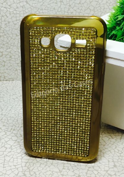 Case Glamour Strass Dourado Galaxy J5 500