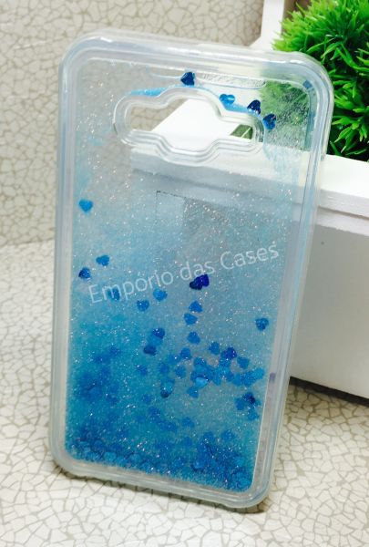 Case Água Corações Azul Galaxy J7 J700