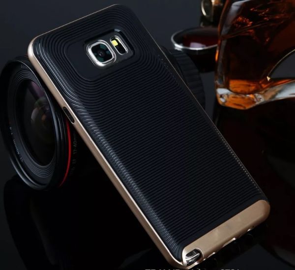 Case Flexível Luxo Preto com bumper dourado Galaxy S7 Edge