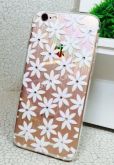 Case de Silicone Brilho Margaridas Strass iPhone 6 Plus/6s Plus