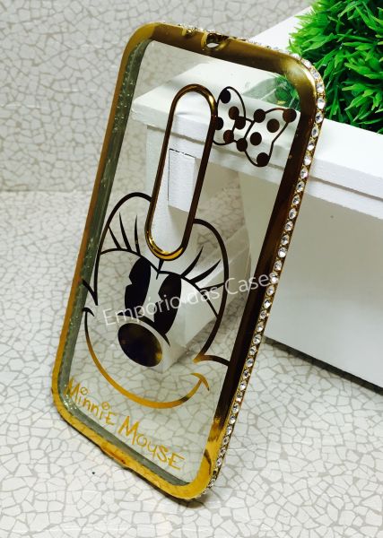 Case Minnie Luxo Gold com Strass Moto G3