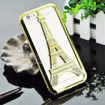 Case Luxo Vazada Paris Torre Eiffel Strass iPhone 6/6s